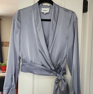 Nanushka Salome Satin Wrap Crop Top